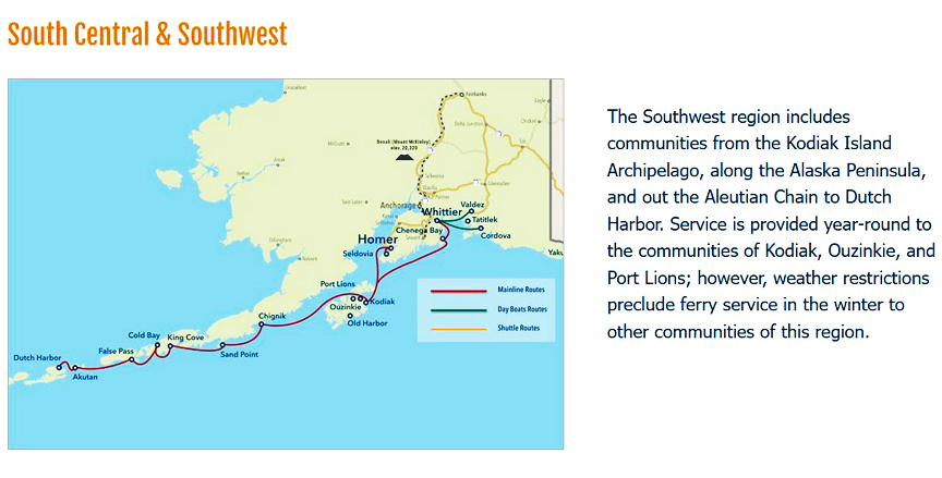 Ferry Southwest region map