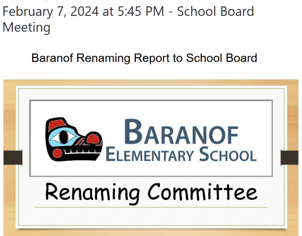 Baranof Renaming Report Cover Page
